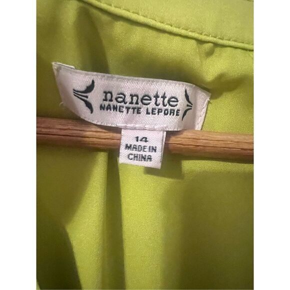 Nanette Lepore Women’s Size 14 Long Sleeve Pleated Button Up Dress Green - Picture 12 of 16